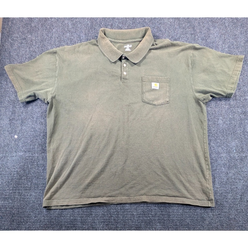 Carhartt Polo Shirt Mens 2XL Green Cotton Golf Performance Tennis Resort Wear